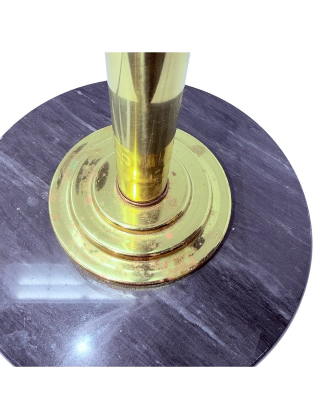 Vintage Brass Desk Lamp with Black Metal Shade and Heavy Round Marble Base - Picture 8 of 14